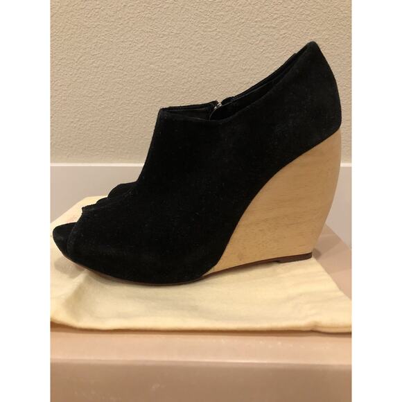 Loeffler Randall Shoes - Loeffler Randall Womenz Deena Wedges Black Suede Size 6.5 Retail At $298